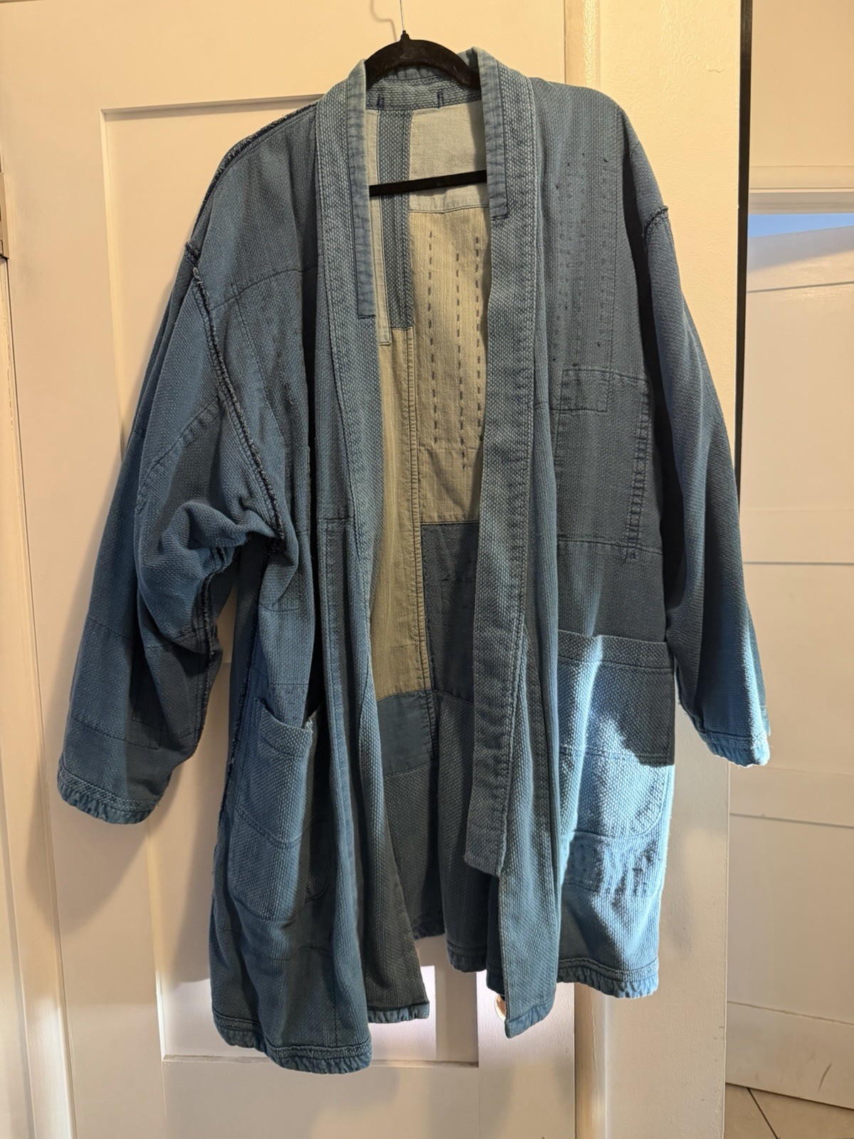 Japan Blue Blue Reversible Patchwork Sashiko Deni… - image 1