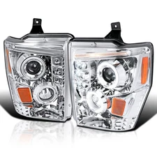 Fits 2008-2010 Ford F250 F350 Super Duty Led Halo Projector Headlights Lamps