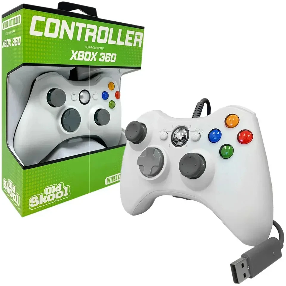 Xbox 360 - White Wired Controller (7&apos; Cable) - Old Skool - Image 2 of 3