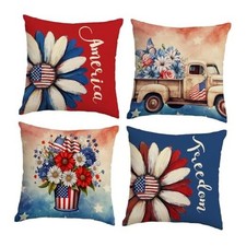 4th of July Pillow Covers 18x18 Set of 4 18" x 18" Pack of 4 Independence 14
