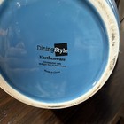 DiningStyle Earthenware Pitcher Ribbed Glossy Blue Handle Dishwasher Safe China — photo 4