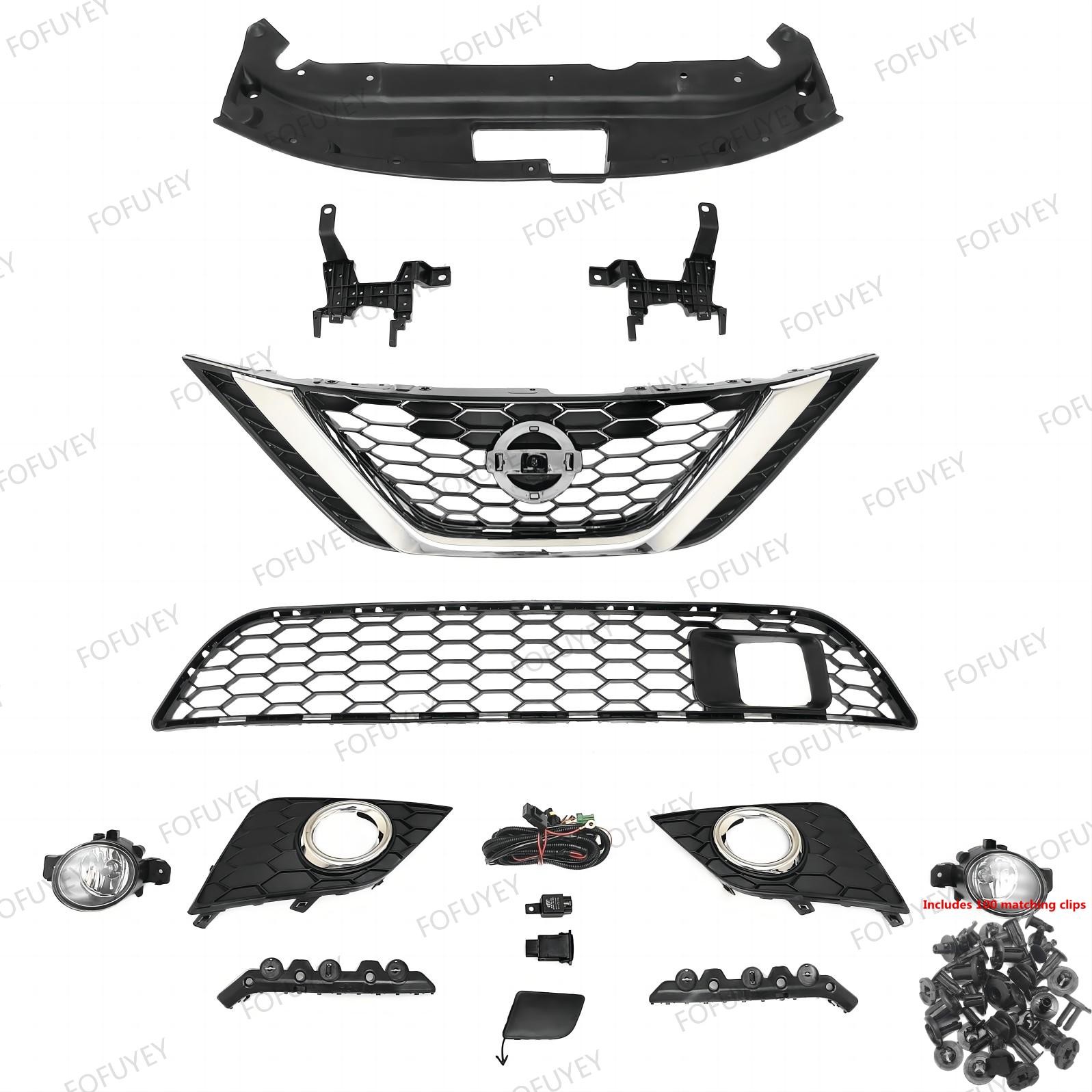12PC For Sentra 2016-2019 Front Radiator Support Cover Grille Mesh Fog light kit