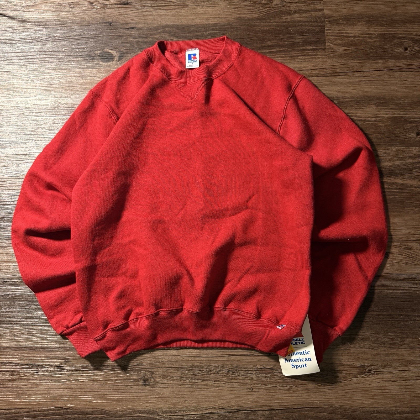 Deadstock Vintage Russell Athletic Sweatshirt Red Small USA Made Pullover