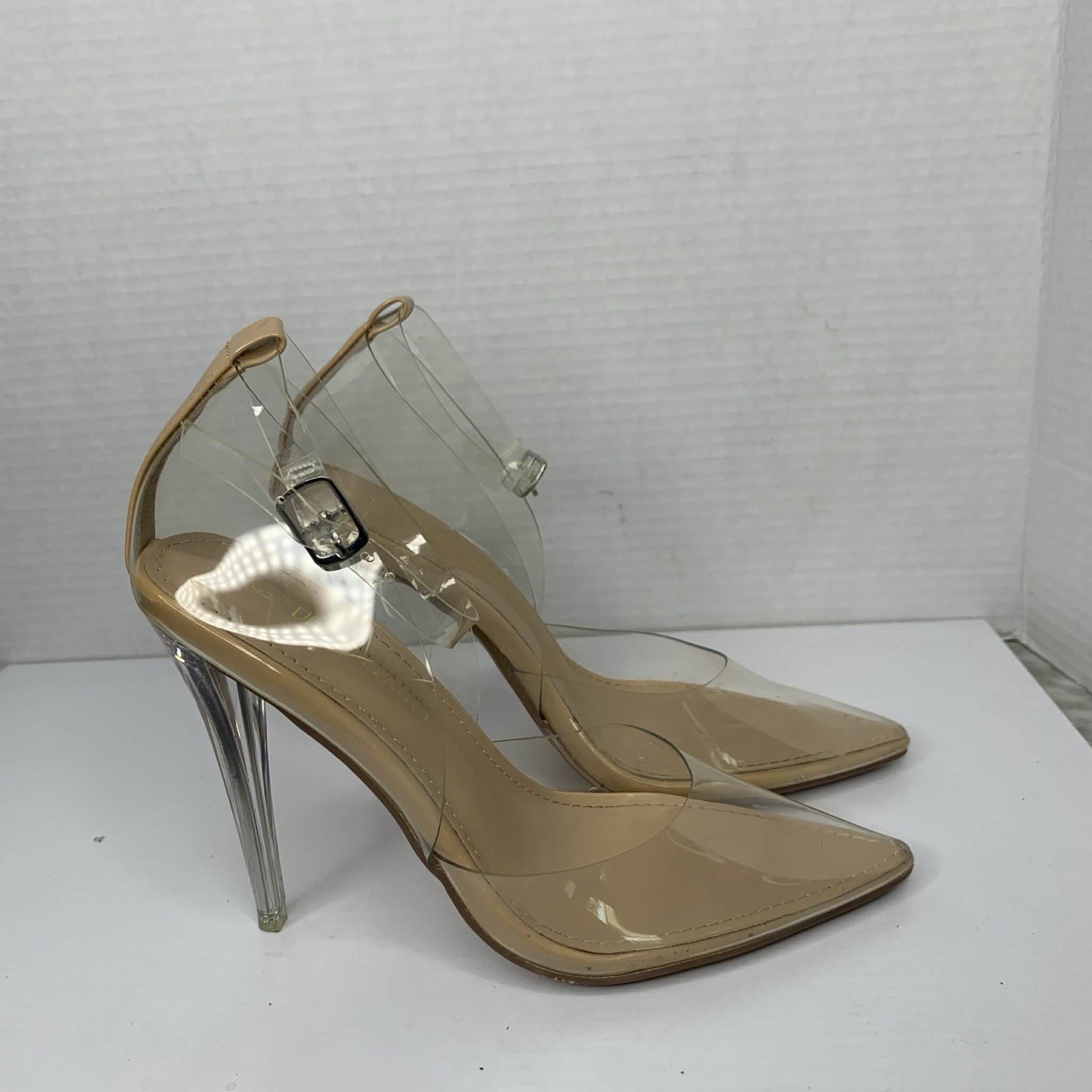DREAM PAIRS Women’s Clear High Heels Strappy Closed Toe Stiletto Pumps Size 5.5