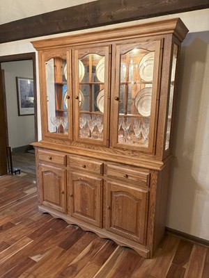 Solid Oak China & Glassware Dispay Case