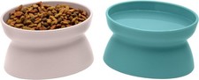 Elevated Cat Bowls Set of 2 , Whisker-Friendly Raised Cat Food  Water