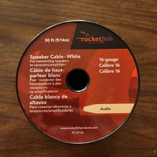 RocketFish 30' White Speaker Cable 16 Gauge RF-G1149 Pure Copper Wire Spool NEW