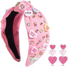 Valentine's Day Headband for Women,knotted Headband 1 Count Pack of 1 Pink
