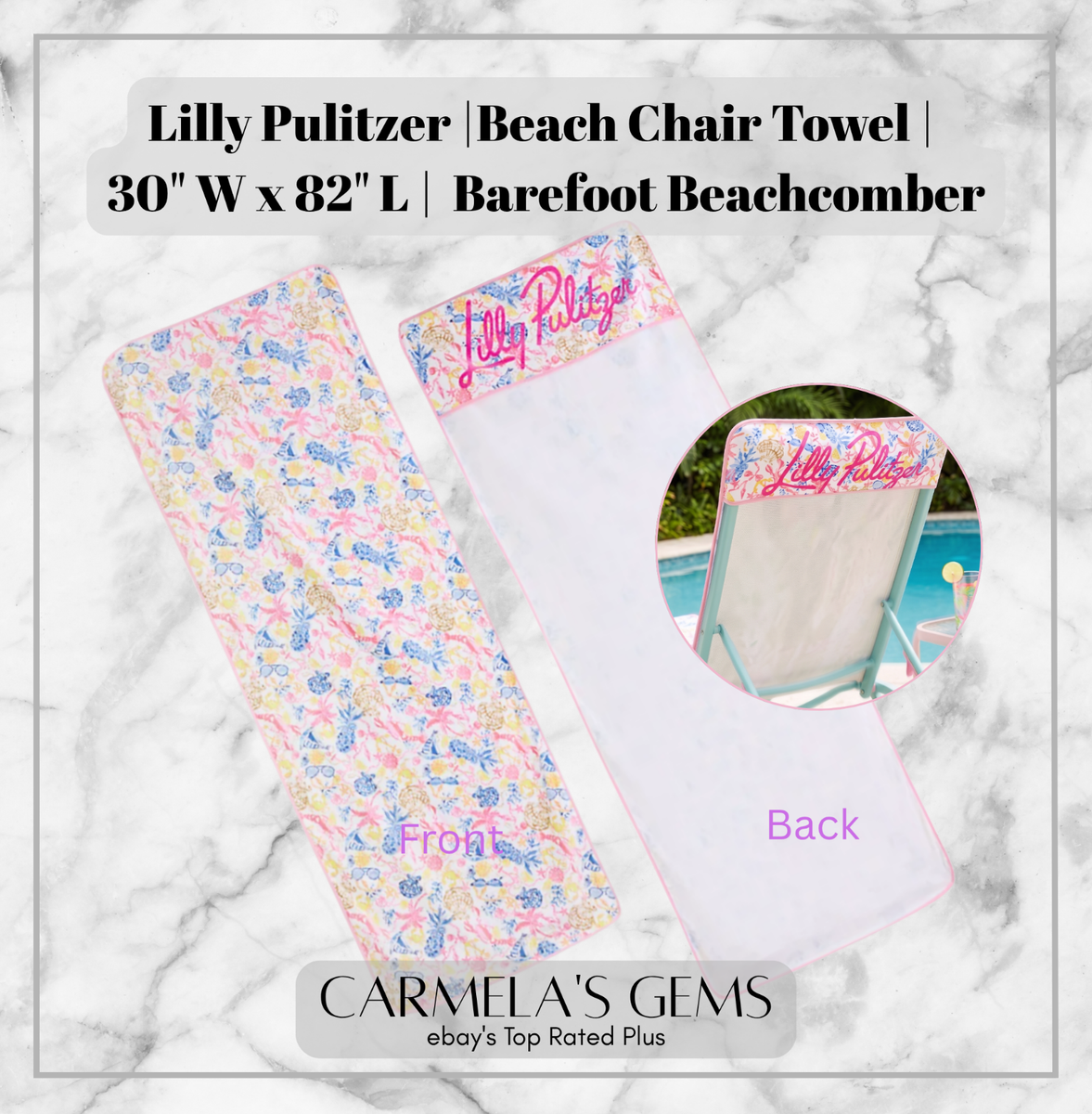 Lilly Pulitzer Beach Chair Towel Cover NWT Pink Seashell Lounge