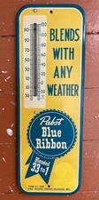 Vintage Pabst 33 To 1 Advertising Sign w/ Thermometer