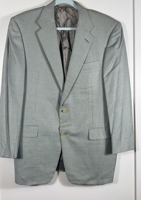 Hickey Freeman Kosta Blazer 42R Mint Green Blue Check Wool Silk 2 Button USA