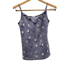 Y2K 00s Vtg Dainty Delicate Floral Ruffle Botanical Spring Layering Camisole S