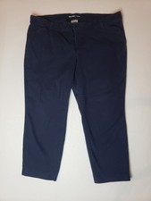 Old Navy Women s Navy Solid Pants Flat Front Cotton/Spandex Machine Washable