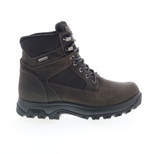 Dunham 8000Works Waterproof 6" Plain Toe Mens Gray Leather Work Boots