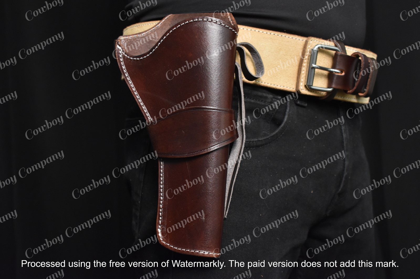 Western Cowboy Gun Holster Belt Rig Leather Fast Draw Single Revolver