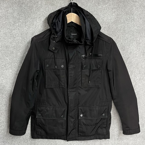 M&S Jacket Mens Medium Signature Field Jacket Marks & Spencer Coat Black - Picture 11 of 24