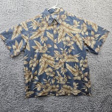 Reyn Spooner Hawaiian Shirt Men XL Floral Hibiscus Blue Vintage