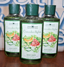 NEW Bath Body Works Lot of 3 Bottles Cucumber Melon Body Wash Shower Gel 10 oz