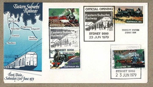 Australia 1979 Trains Eastern Suburbs Edgecliff Station FDC Cover