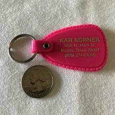 Kar Korner Borger Texas Pink Plastic Keychain Key Ring #36202