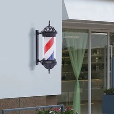Barber Pole LED Light Red White Blue Rotating Stripes Metal Hair Salon Shop Sign