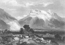 Switzerland GRINDELWALD Bern Swiss Alps Mountains ~ Old 1833 Art Print Engraving