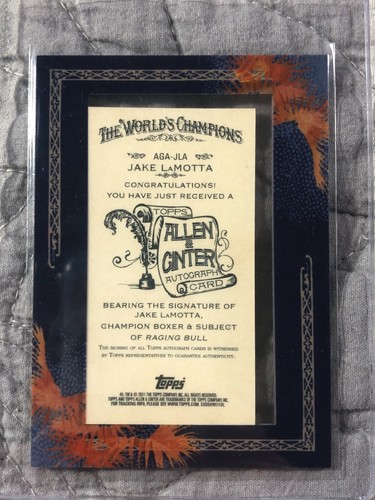 Mini tarjeta Topps Allen & Ginter 2011 enmarcada Jake LaMotta automática - Imagen 6 de 6