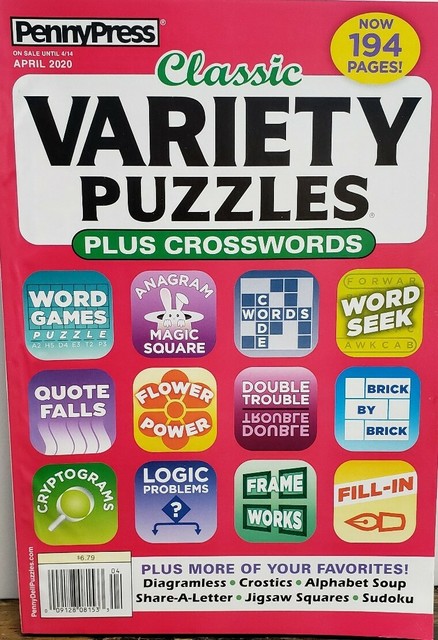 Penny Press Classic Variety Puzzles Plus Crosswords April 2020 FREE 