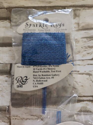 26 x Rainbow Gallery Sparkle Rays Green Aqua Blue 10 yd Needlepoint Cross Stitch - Picture 2 of 9