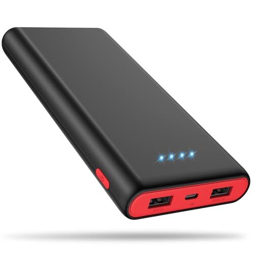 Portable Charger Power Bank 25800mAh,Ultra-High Capacity PD3.0 Fast A-Black-Red