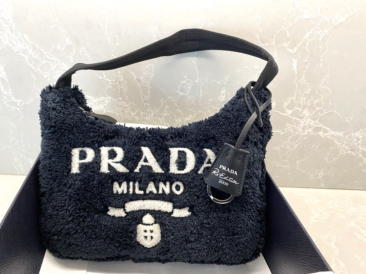 Prada Re-Edition 2000 Terry Mini Shoulder Bag Black/White 8
