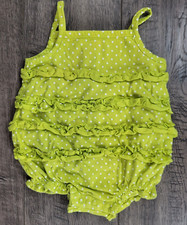 BABY GIRL Clothes Carter's 3 Month Lime Green Polka Dot Ruffle Romper Outfit