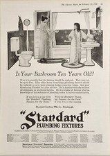 1921 Print Ad Standard Plumbing Fixtures Mom & Daughter Bathroom Pittsburgh,PA