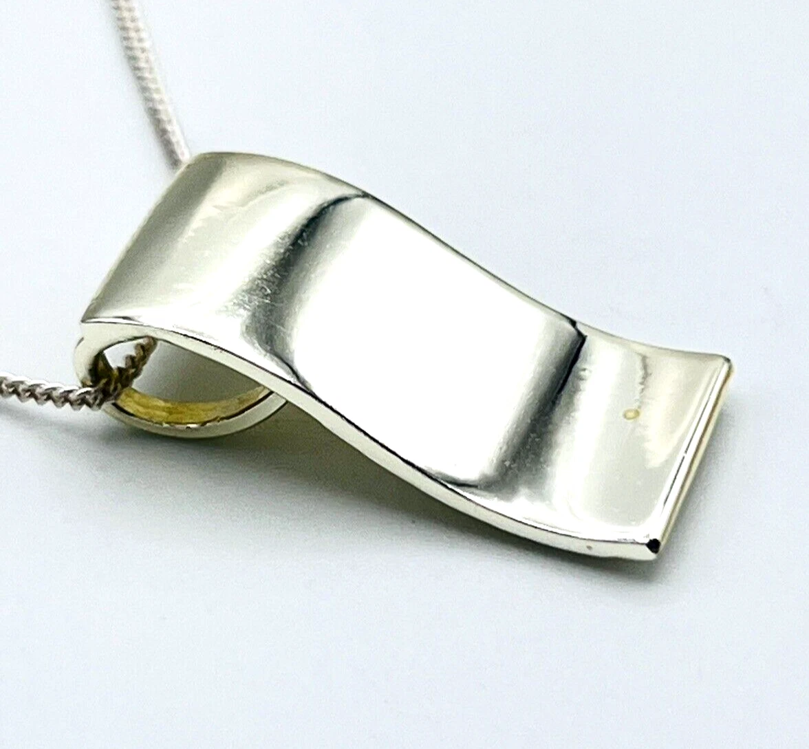 Sterling silver curved bar necklace deals