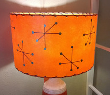 Mid Century Vintage Style Fiberglass Lamp Shade Modern Atomic T Orange