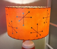  Mid Century Vintage Style Fiberglass Lamp Shade Modern Atomic T Orange