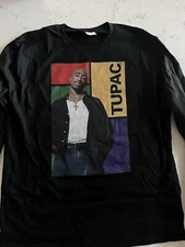 2Pac T-shirt TUPAC SHAKUR Rap Hip Hop Tee Adult Black LONG SLEEVE Large