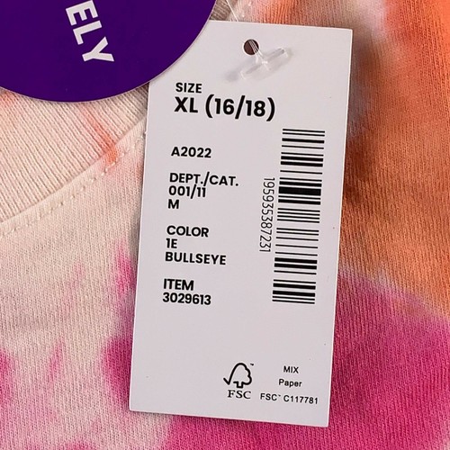 Sugar & Jade Girls T-Shirt White Pink Tie Dye Butterflies Crew Neck XL 16/18 New - Picture 5 of 6