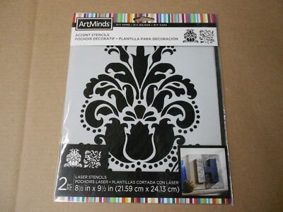 ARTMINDS Diy Home Accent Stencils 2pc Laser Stencils 8 1/2in x 9 1/2in