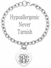 Personalized Monogram Initial Name Heart Charm Bracelet Gold Silver Stainless