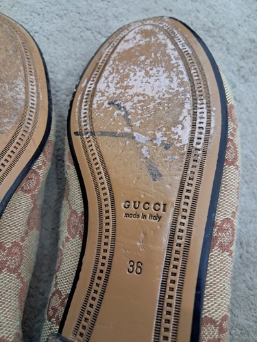 Gucci Jordaan Loafer GG beige Canvas Shoes Women's Size 36 eu / 6 us - Picture 14 of 14