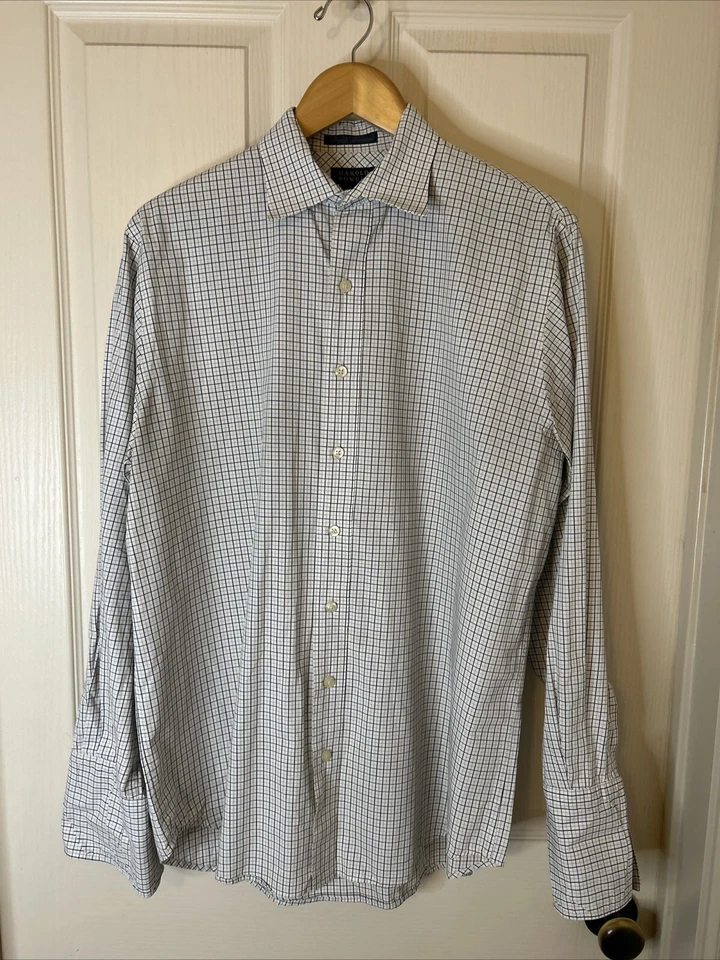 Camisa Harold Powell LS talla 16 resistente a arrugas negro/blanco escocés puños franceses Foto 2 de 4