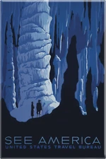 Magnet - See America US Travel Bureau Cave 1930s Poster Vintage Repro 3" Cool