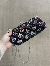 Beaded Hand Sewn Clutch With Fun Beads And Metal Strap