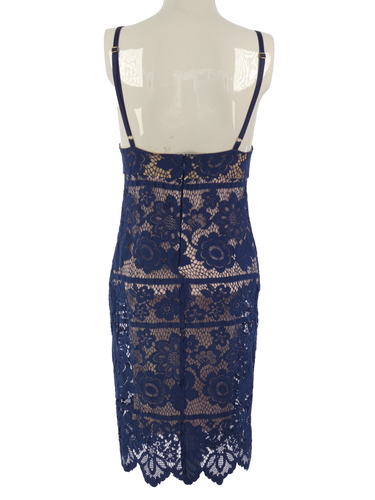 For Love and Lemons Dress Lace Gianna Blue Floral Formal Bodycon V Neck UK 4 - 第 4/17 張圖片