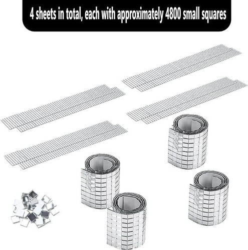4 Rolls Mirror Mosaic Tiles Mini Self-Adhesive Mirror Mosaic Stones 6400pcs - Picture 2 of 7