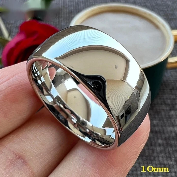 10MM Men Women Tungsten Carbide Ring Band Dome Polished Comfort fit Ring Band - Image 2 of 4