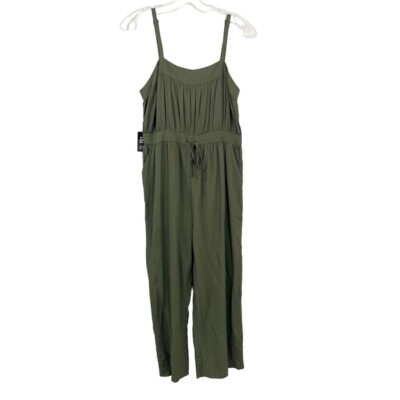 NEW Express Green Jumpsuit Sleeveless Drawstring Pockets