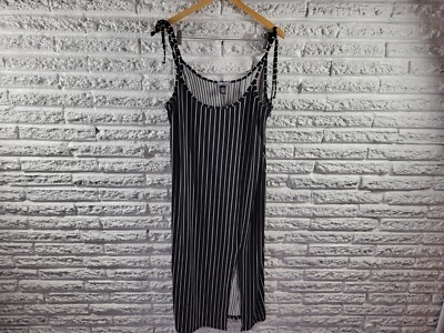 Belle Tweed Womens Dress 1X Plus Slip Spaghetti Strap Black Stripe Poly  Blend