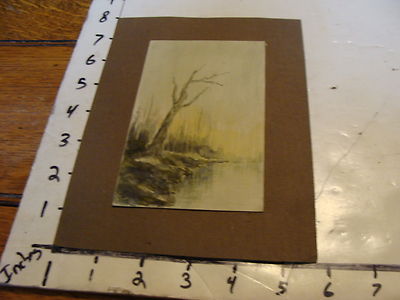 original early artwork: WATERCOLOR by W. Forster: Winter scene by river
